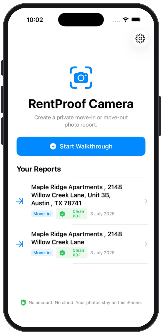 RentProof app interface